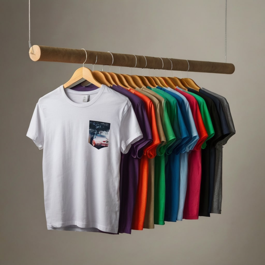 T-shirts hanging on Stand