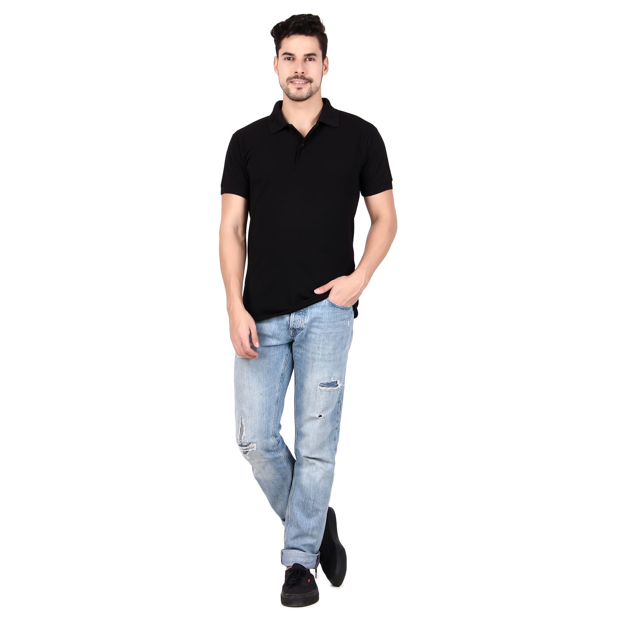 Polo Collar Neck T-Shirt(Black)