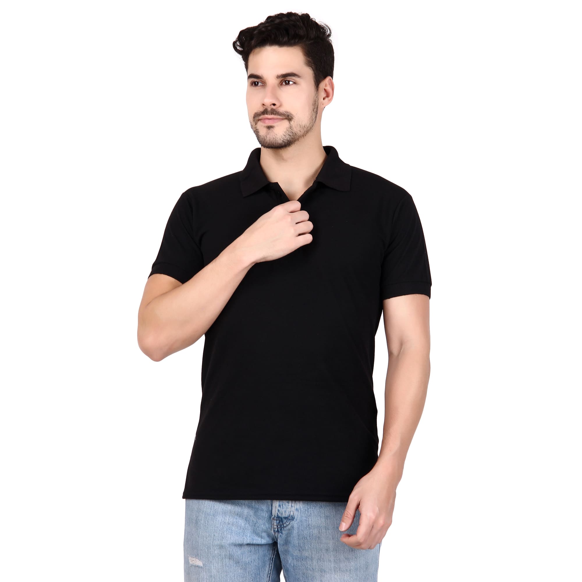 Polo Collar Neck T-Shirt(Black)