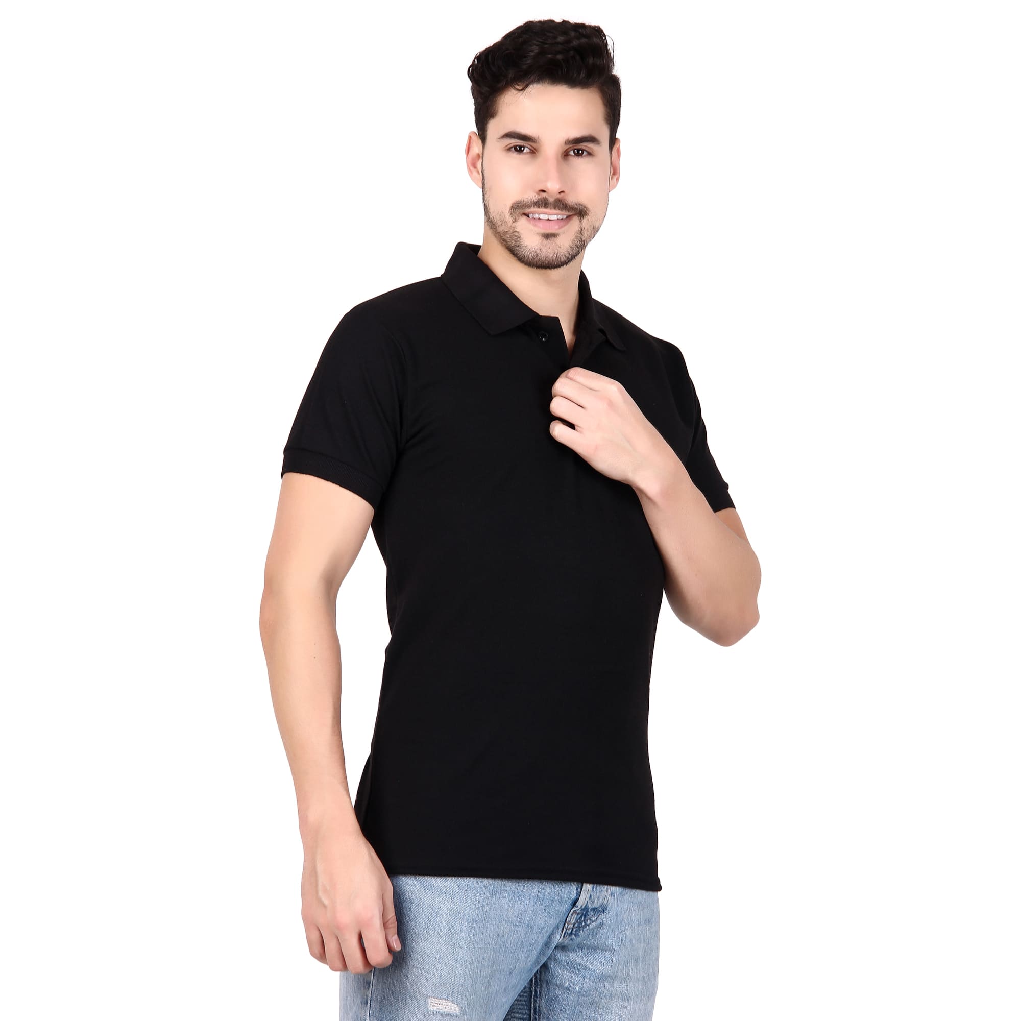 Polo Collar Neck T-Shirt(Black)