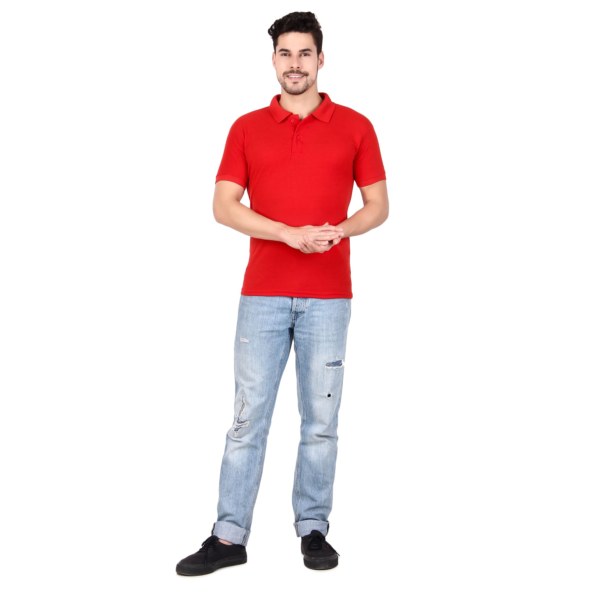 Polo Neck Collar T-Shirt(Red)