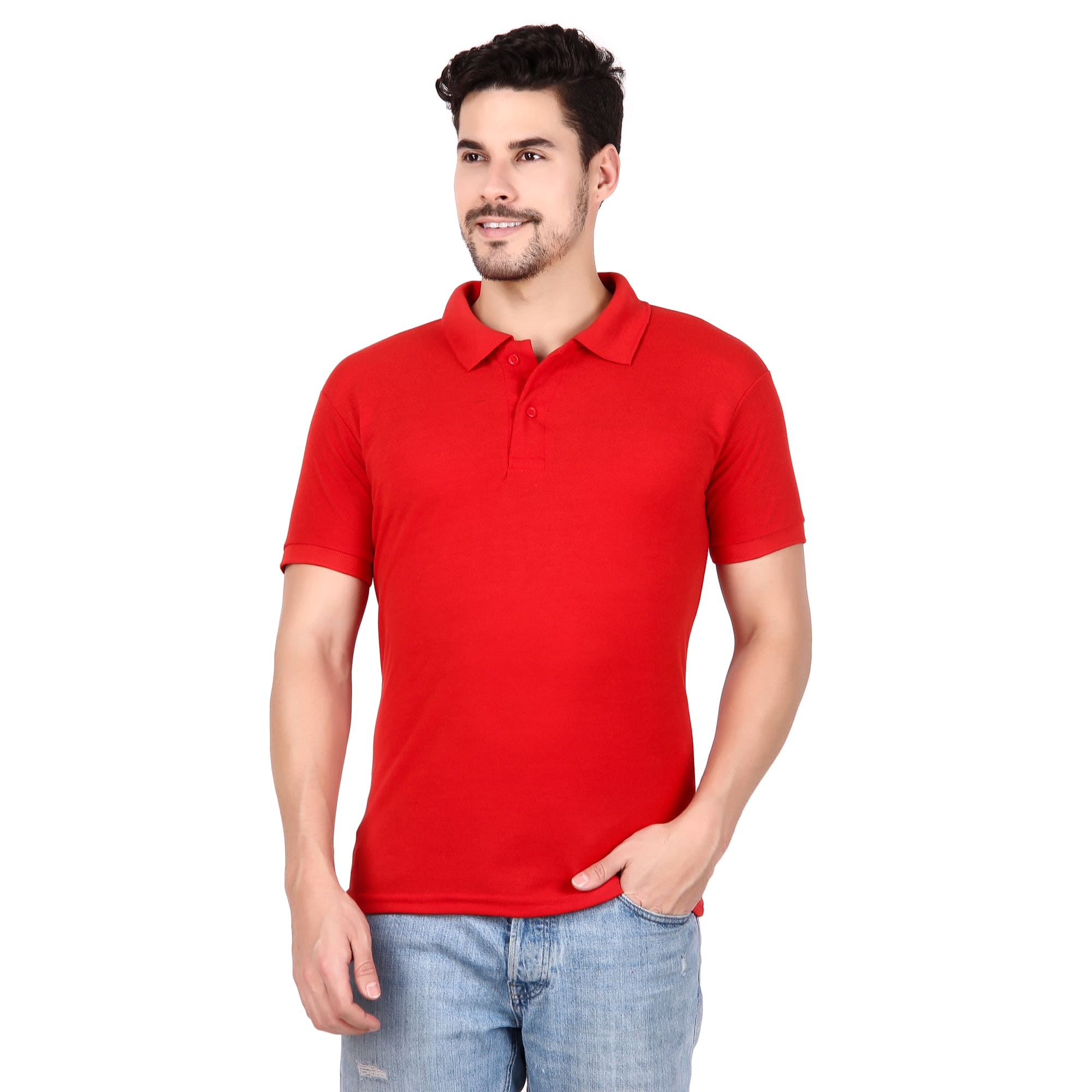 Polo Neck Collar T-Shirt(Red)