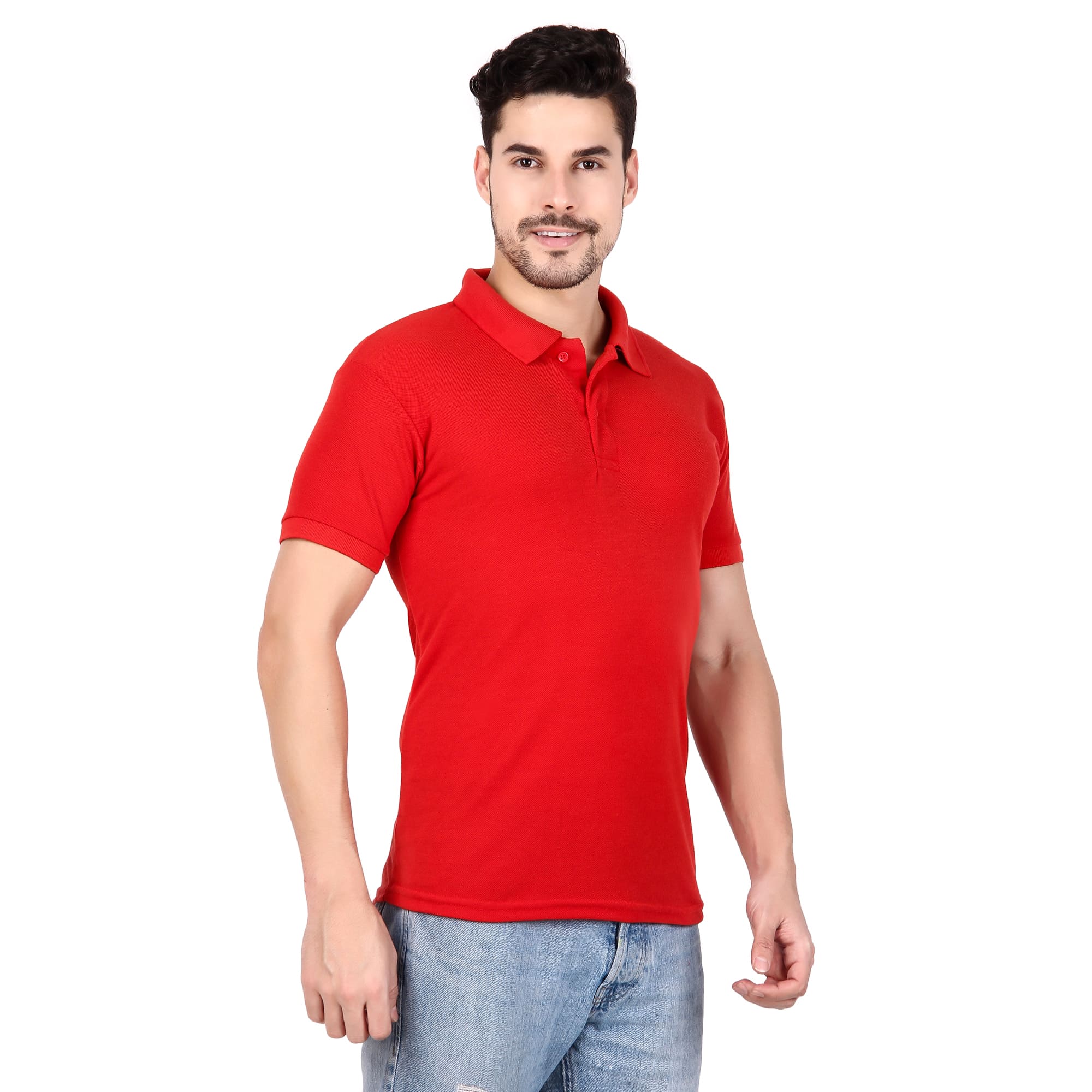 Polo Neck Collar T-Shirt(Red)