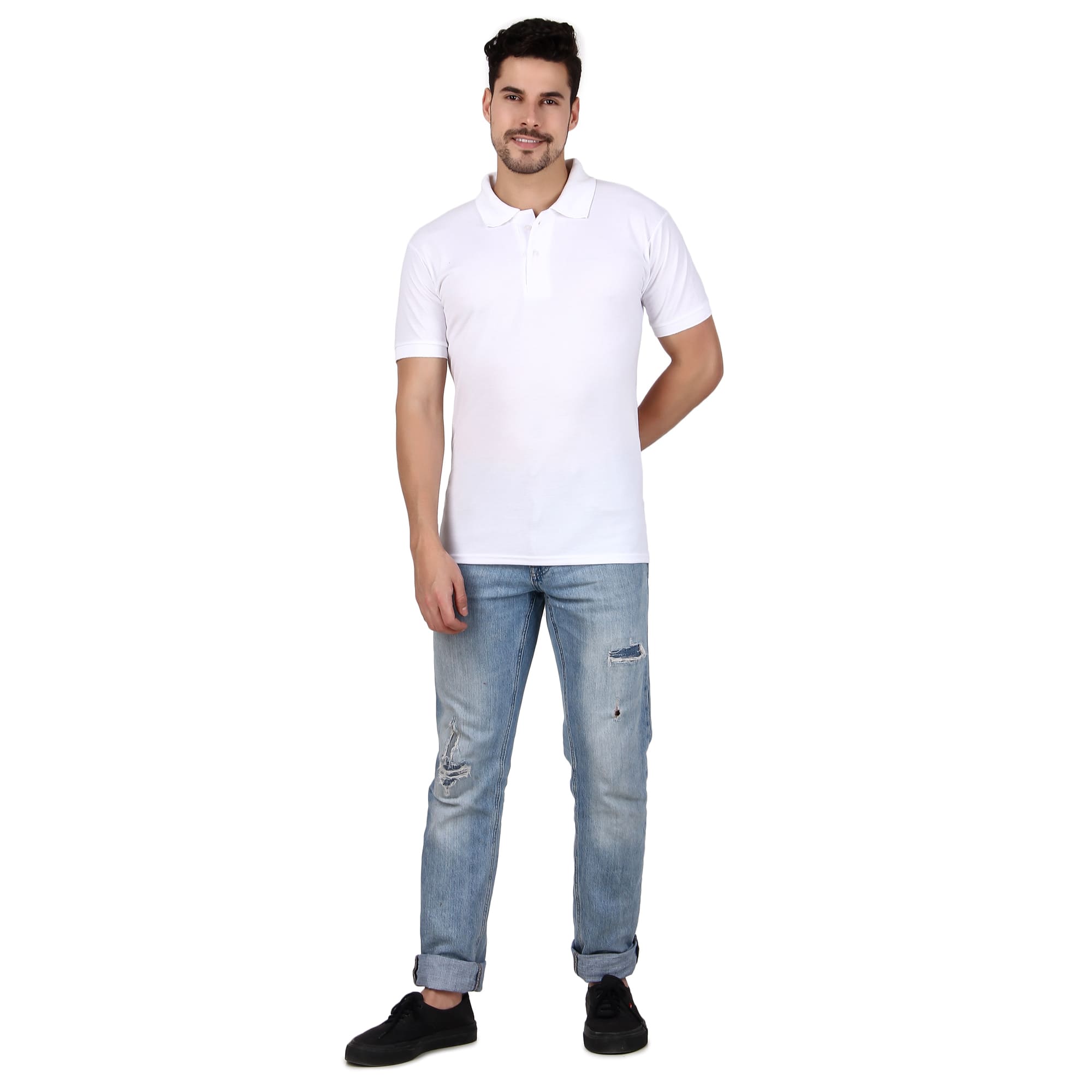 Polo Collar Neck T-Shirt(White)