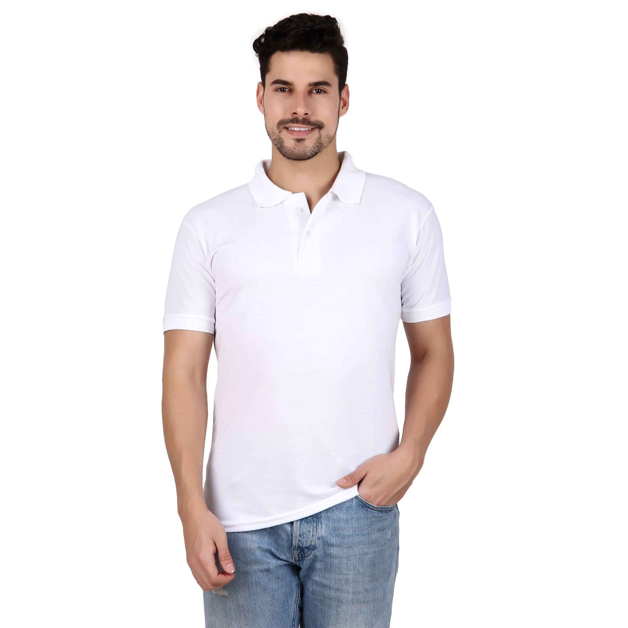 Polo Collar Neck T-Shirt(White)