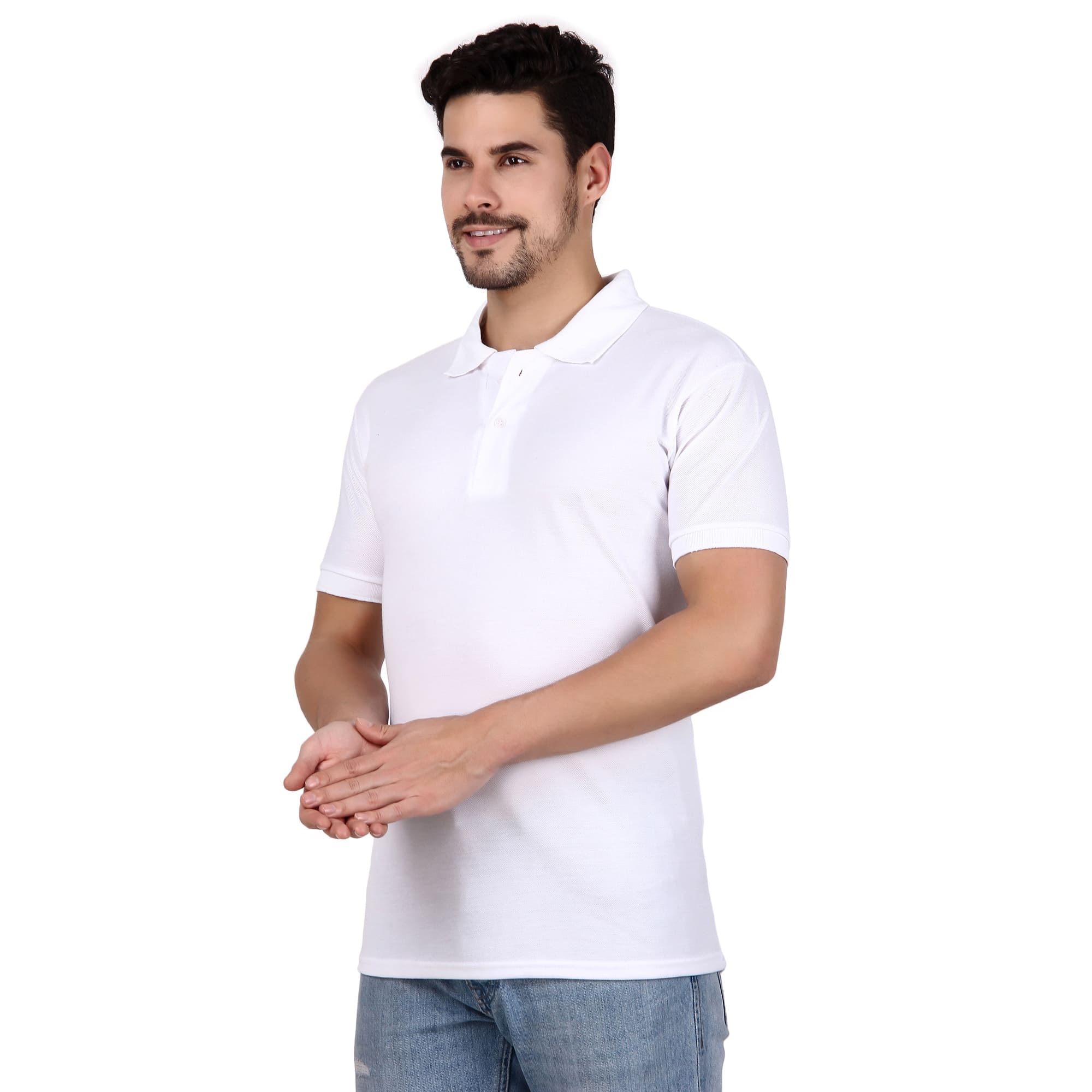 Polo Collar Neck T-Shirt(White)