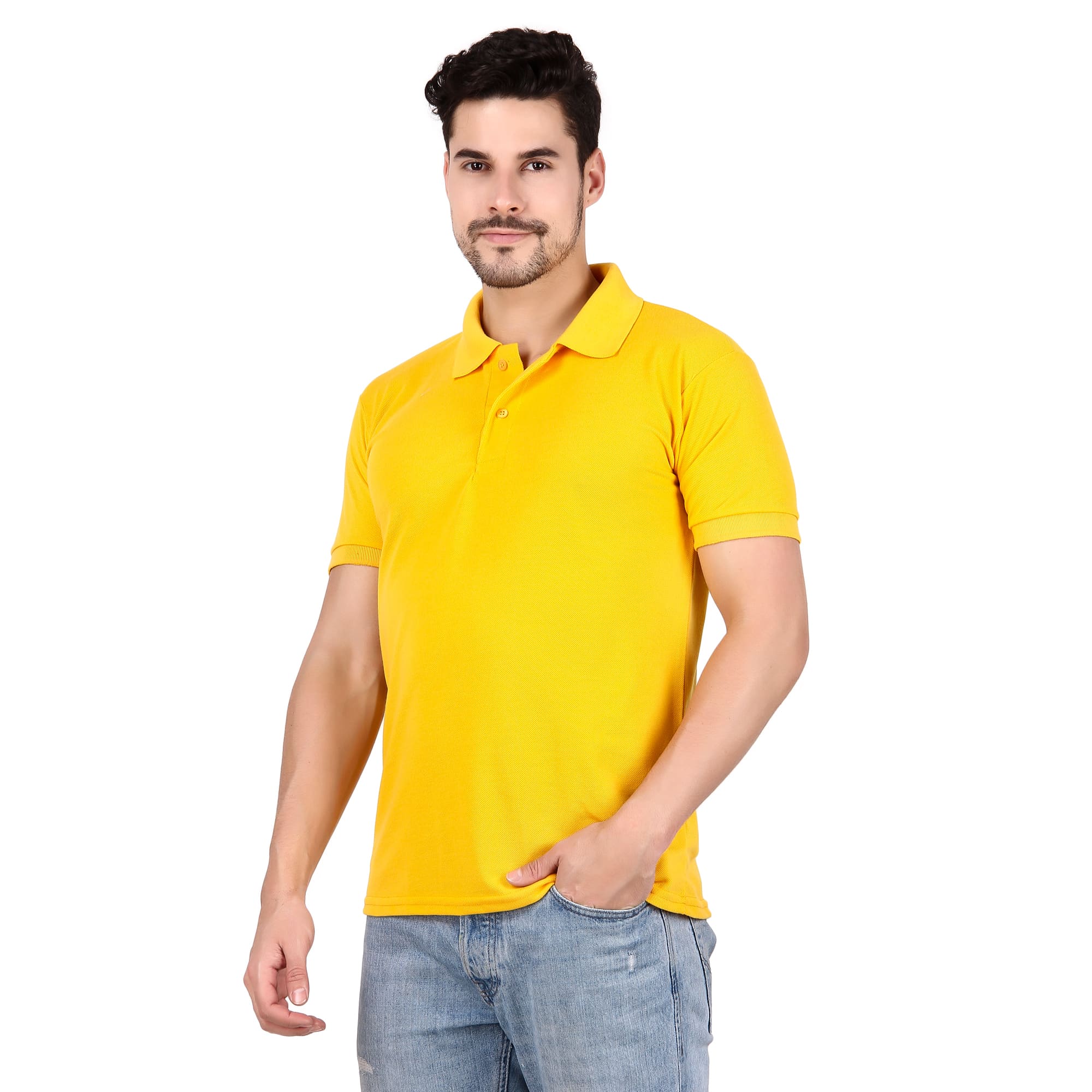 SARITE Polo Neck Collar T-Shirt(Yellow)