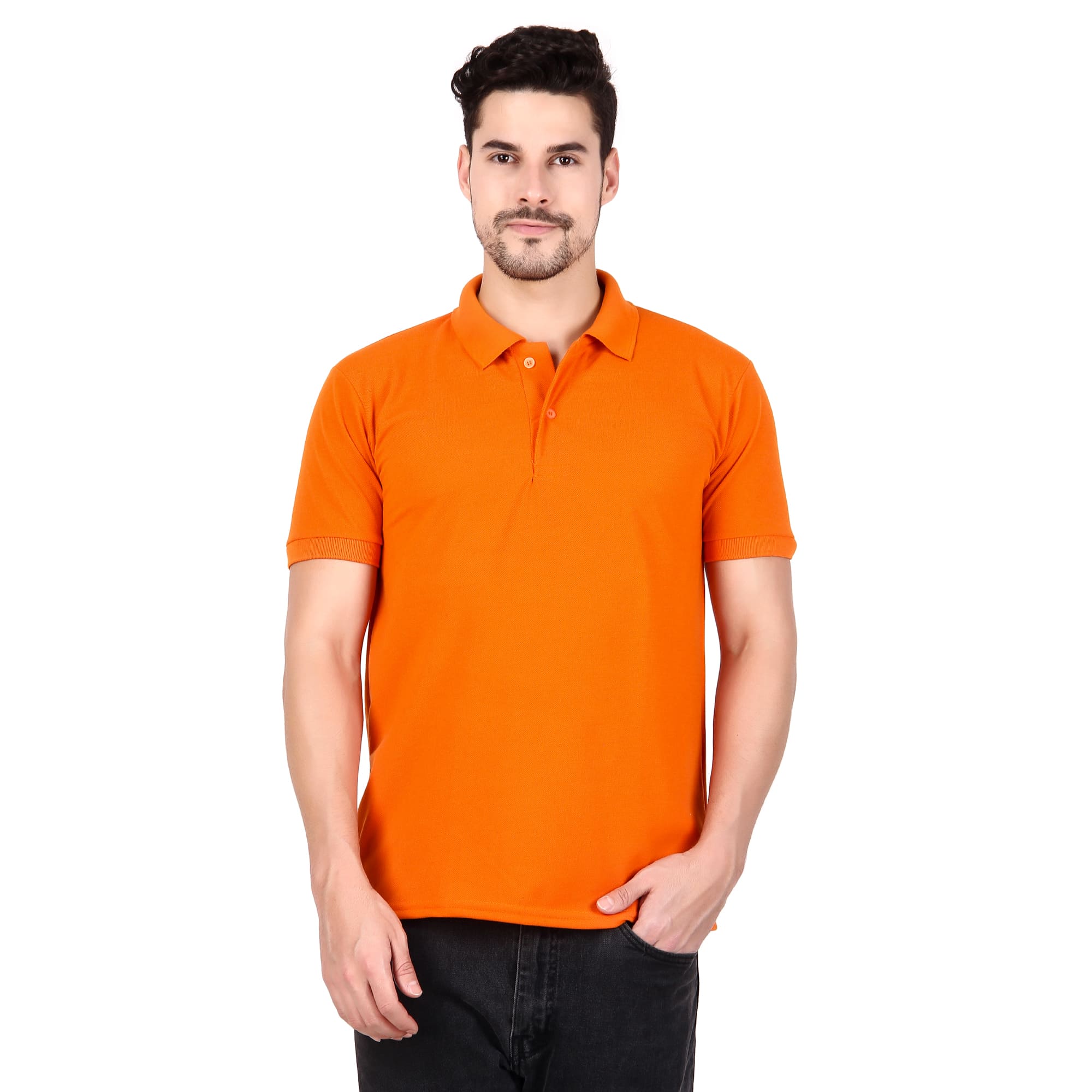 Polo Collar Neck T-Shirt(Orange)