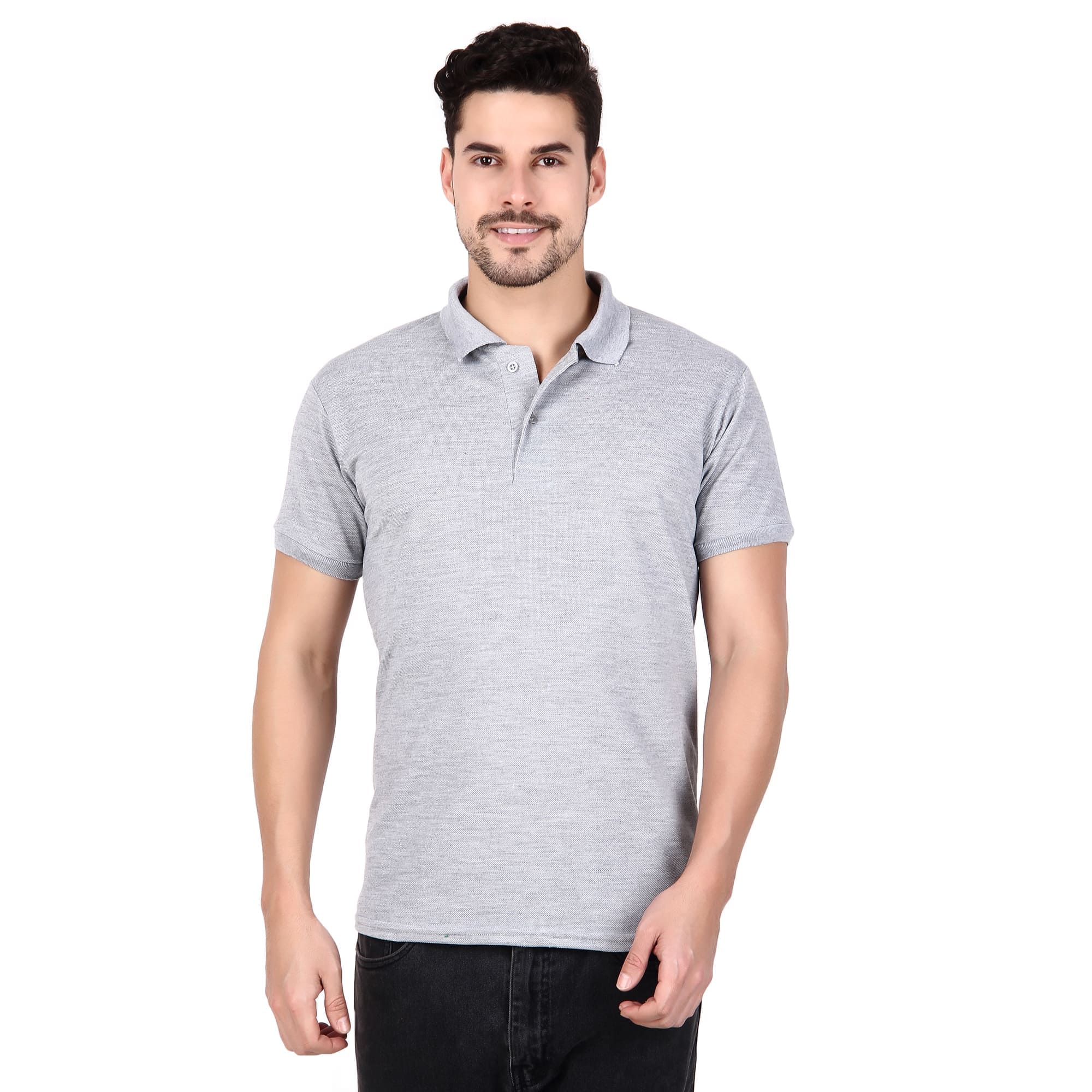 Polo Collar Neck T-Shirt(Grey)