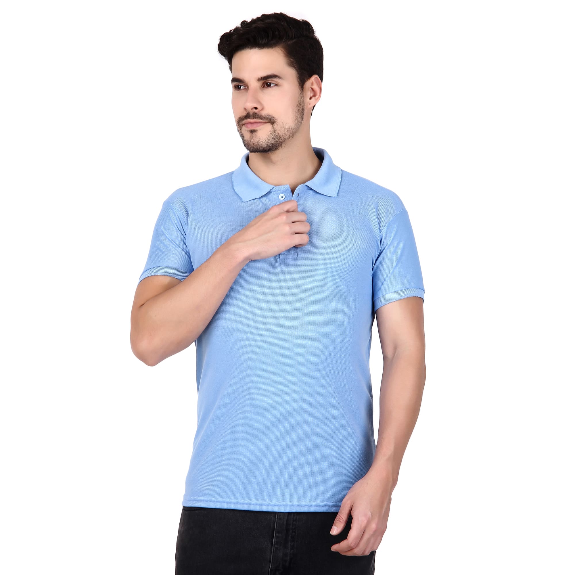 Polo Collar Neck T-Shirt(Sky Blue)