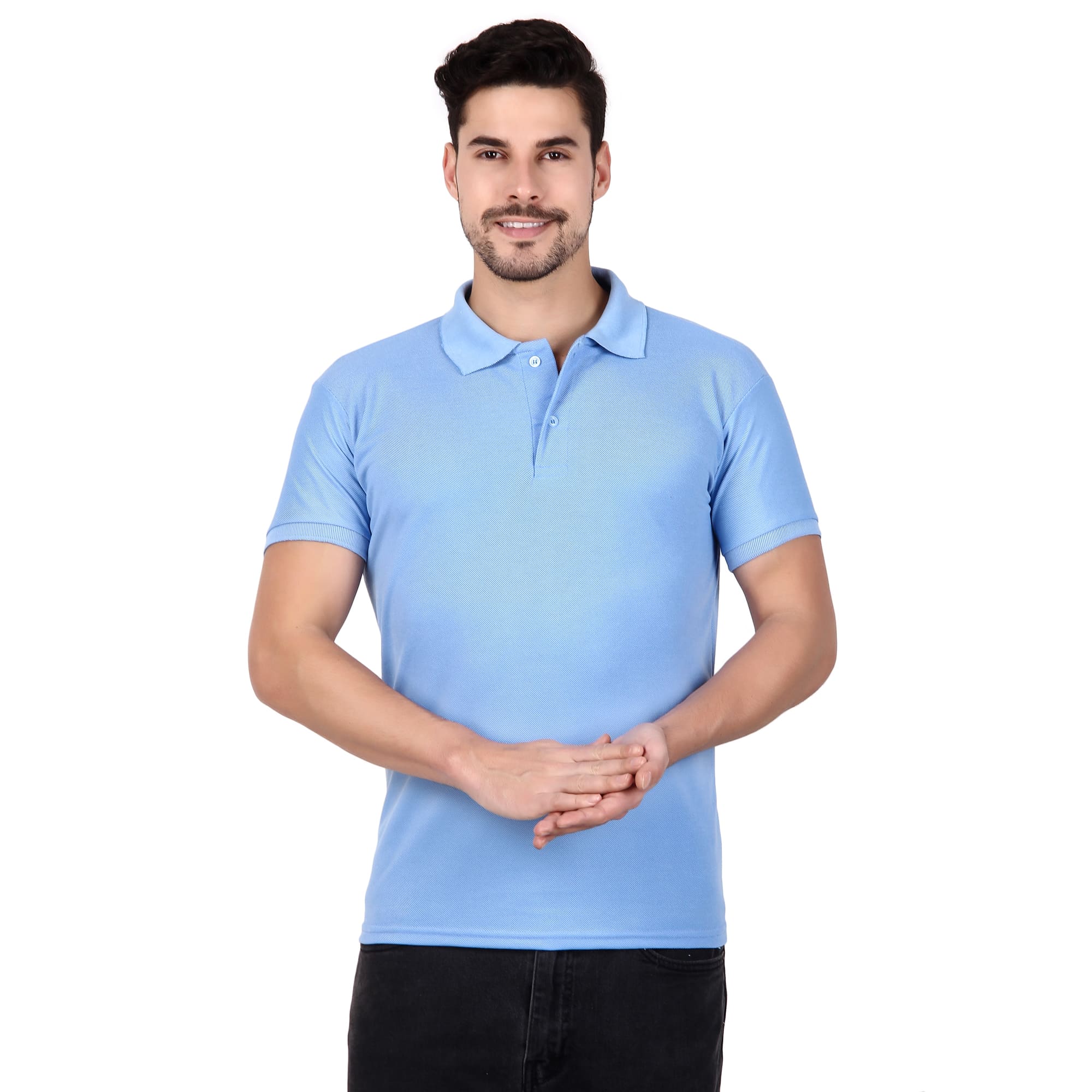 Polo Collar Neck T-Shirt(Sky Blue)