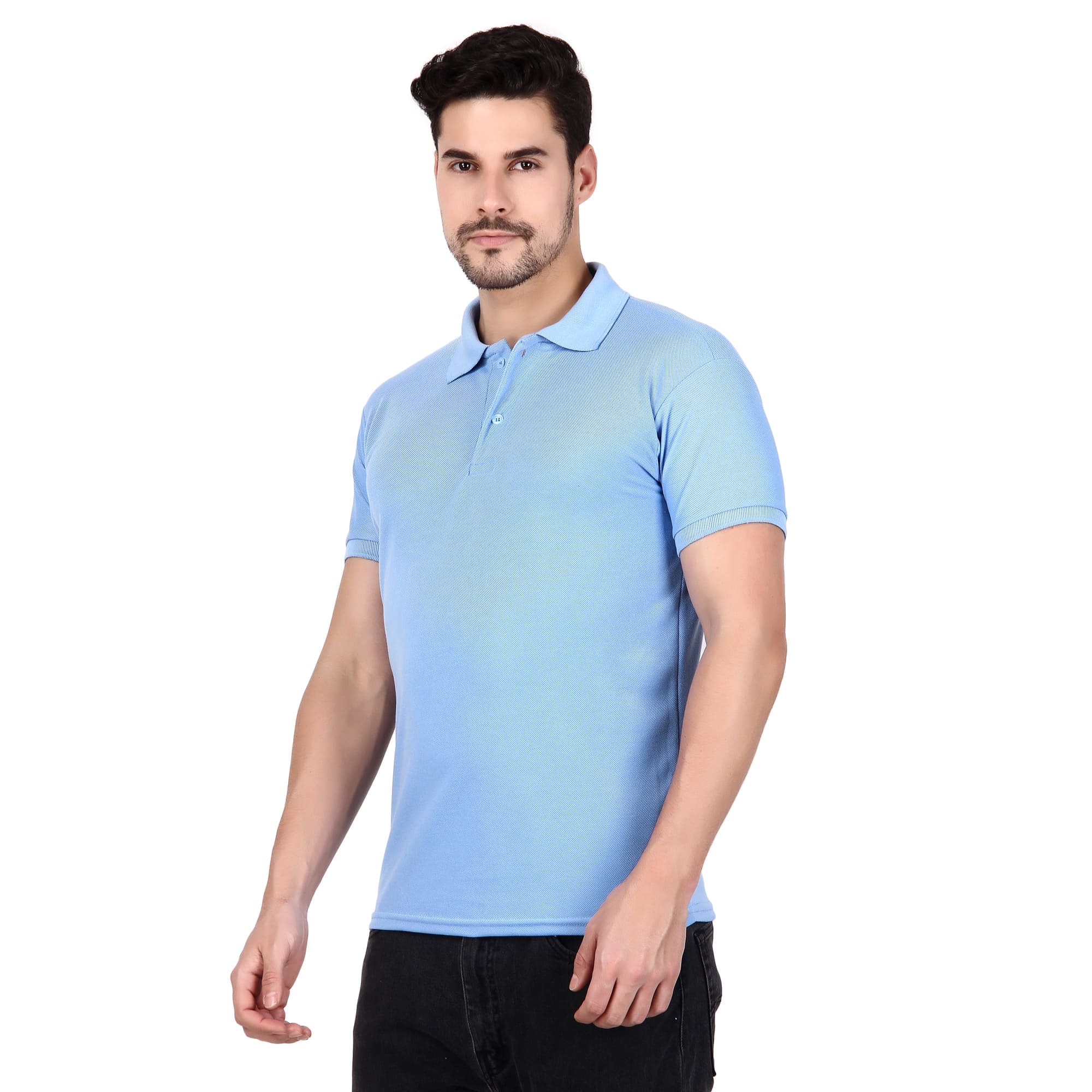 Polo Collar Neck T-Shirt(Sky Blue)